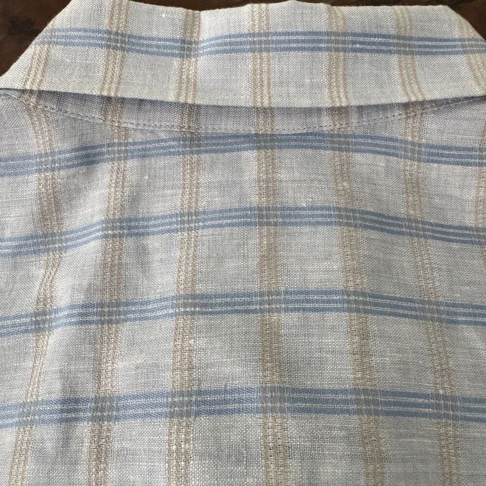 Tommy Bahama Island Modern Fit Shirt Men XXL White Tan Blue Stripe Linen Cotton - Picture 8 of 11
